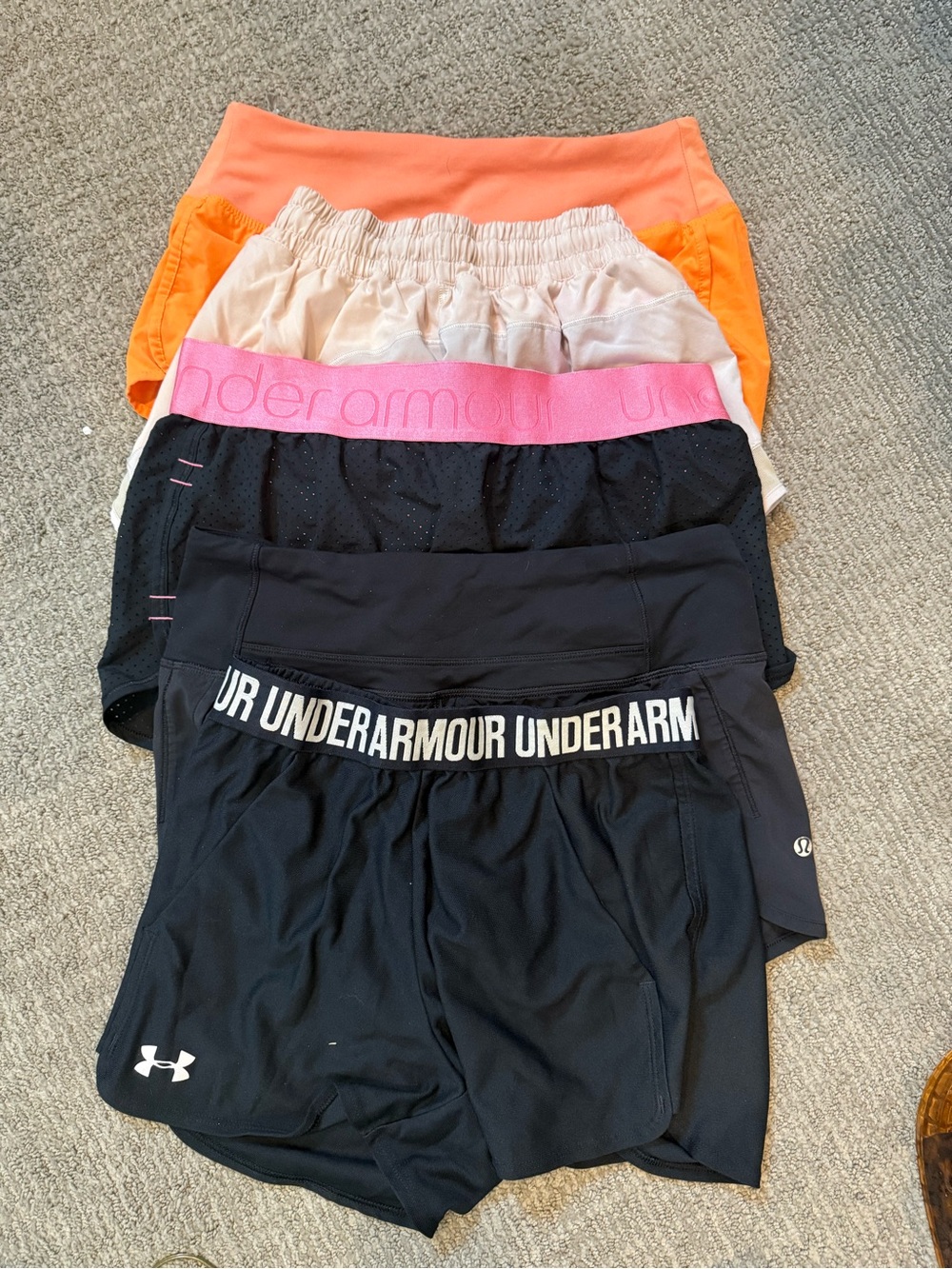 lululemon athletica Women's Athletic Shorts Bundle — Orange, Cream, Pink, Black